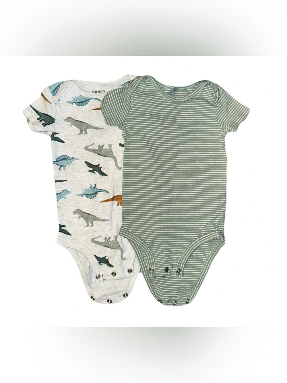 Carter's Green & Dino Print Two Piece Set Short-Sleeve Baby One-Piece Set 6-9m